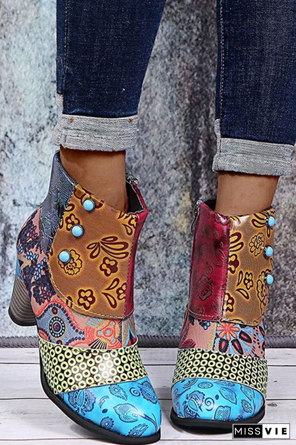 Boho Chunky Heeled Boots Women Wholesale