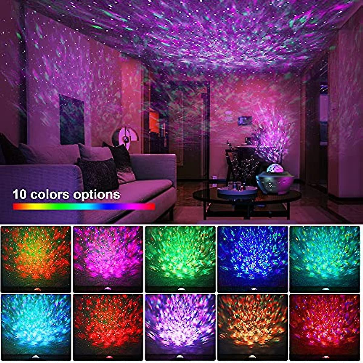 Star Projector Galaxy Light Projector Ocean Wave Led Night Light Lamp With Remote Control Colors Changing Music Bluetooth Speaker Timer For Baby