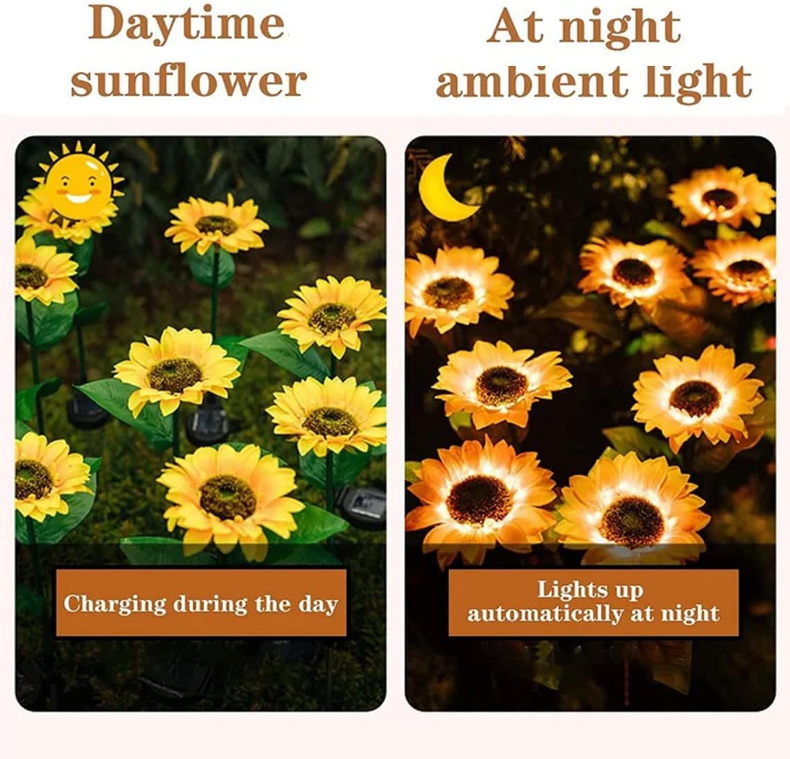 EpicGadget Outdoor Solar Garden Sunflowers Solar Lights - Outdoor LED Lighting Waterproof Flowers Garden Decorative Stake Light for Walkway Pathway Backyard Christmas Decoration Parties (2 Pieces)