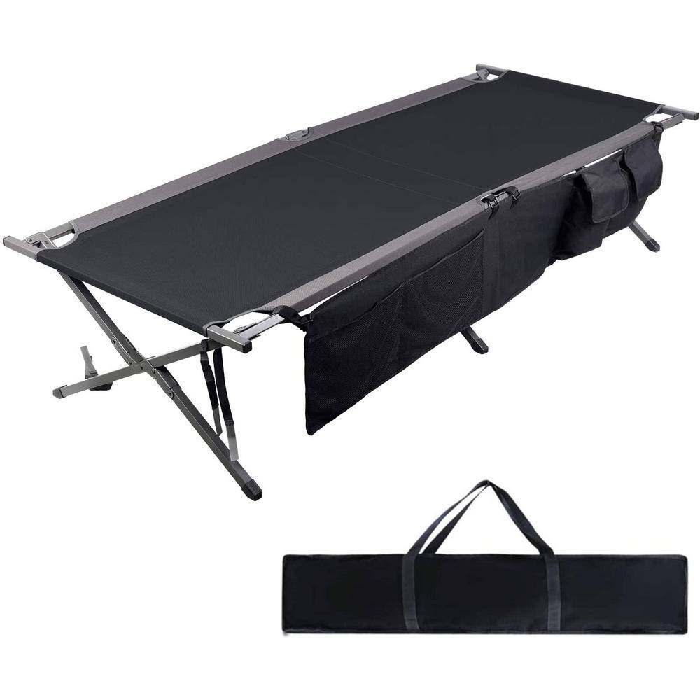 Portal 83 in. Steel Heavy Duty Black Folding Camping Cot PR-BD630-82701L-BLK