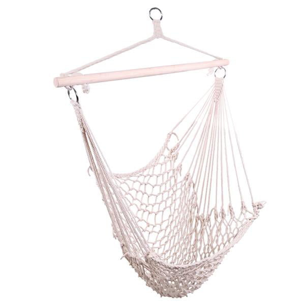 S.CHARMA Hammock Chair Macrame Swing Outdoor Garden Cotton Handmade Knitted Hanging Rope Air/Sky Chair Swing,Beige