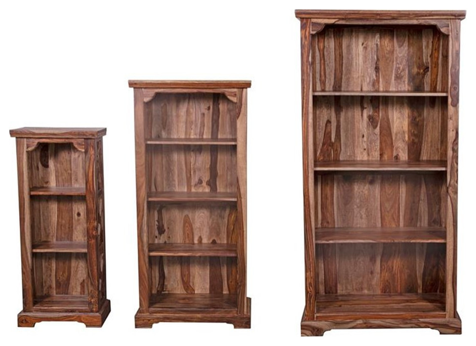 Porter Designs Taos Solid Sheesham Wood Bookcase   Brown   Rustic   Bookcases   by Homesquare  Houzz