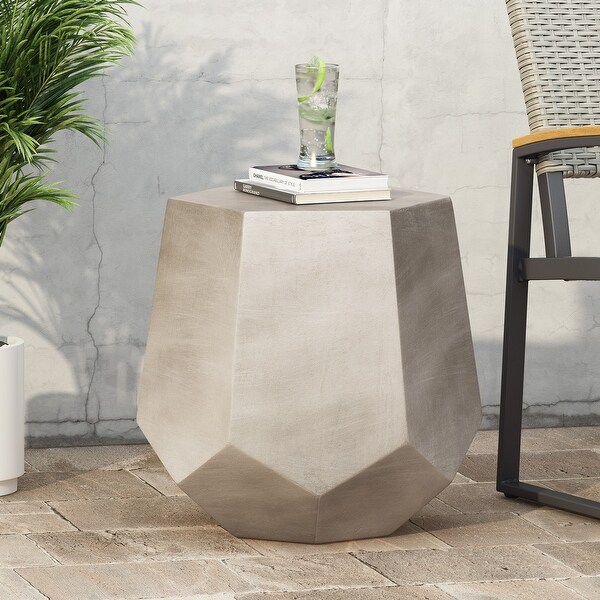 Concrete Accent Table，Hexagon Patio Side Table 20.5