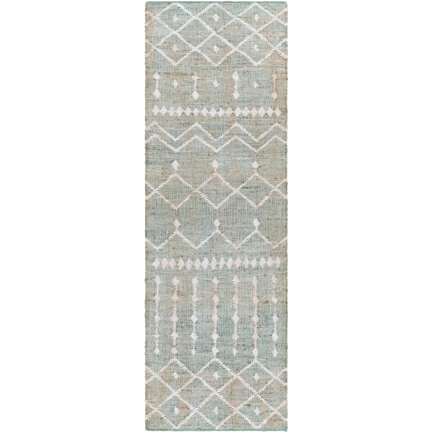 Cadence Hand Woven Rug in Sage, Cream, Camel, Ice Blue, Tan