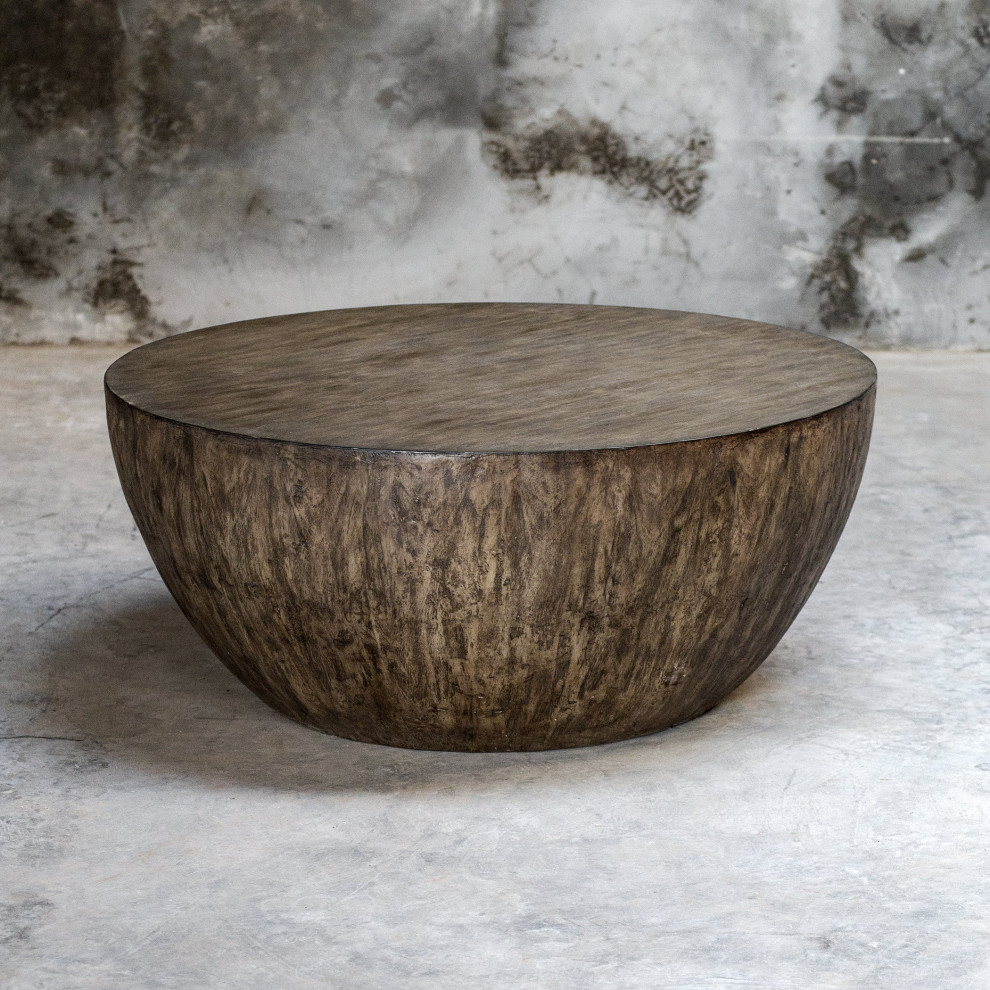 Uttermost Lark Round Wood Coffee Table   Transitional   Coffee Tables   by We Got Lites  Houzz