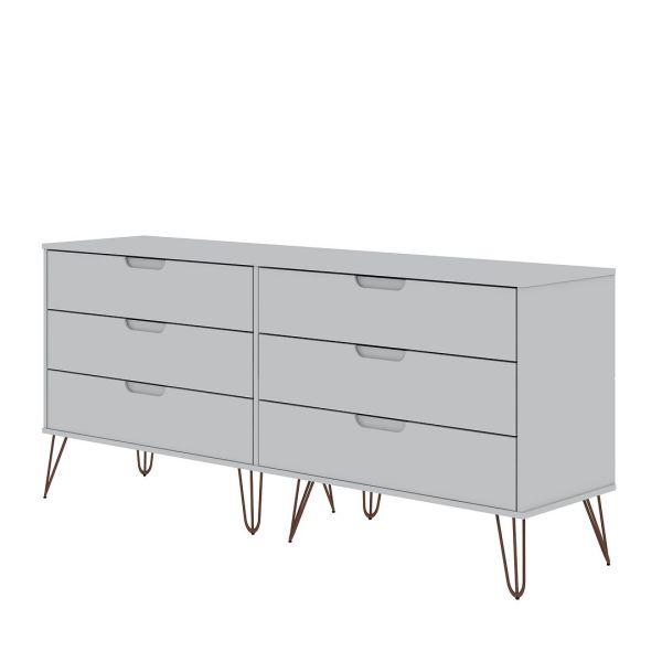 Rockefeller 6-Drawer Double Low Dresser in White