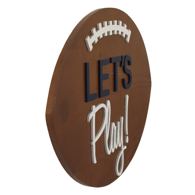 Little Love By Nojo Football Shaped Let x27 s Play Wall Decor Brown And White Wood