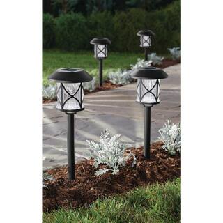 Hampton Bay Frazier 10 Lumens Solar Black LED Landscape Pathway Light Set (4-Pack) P1501-04
