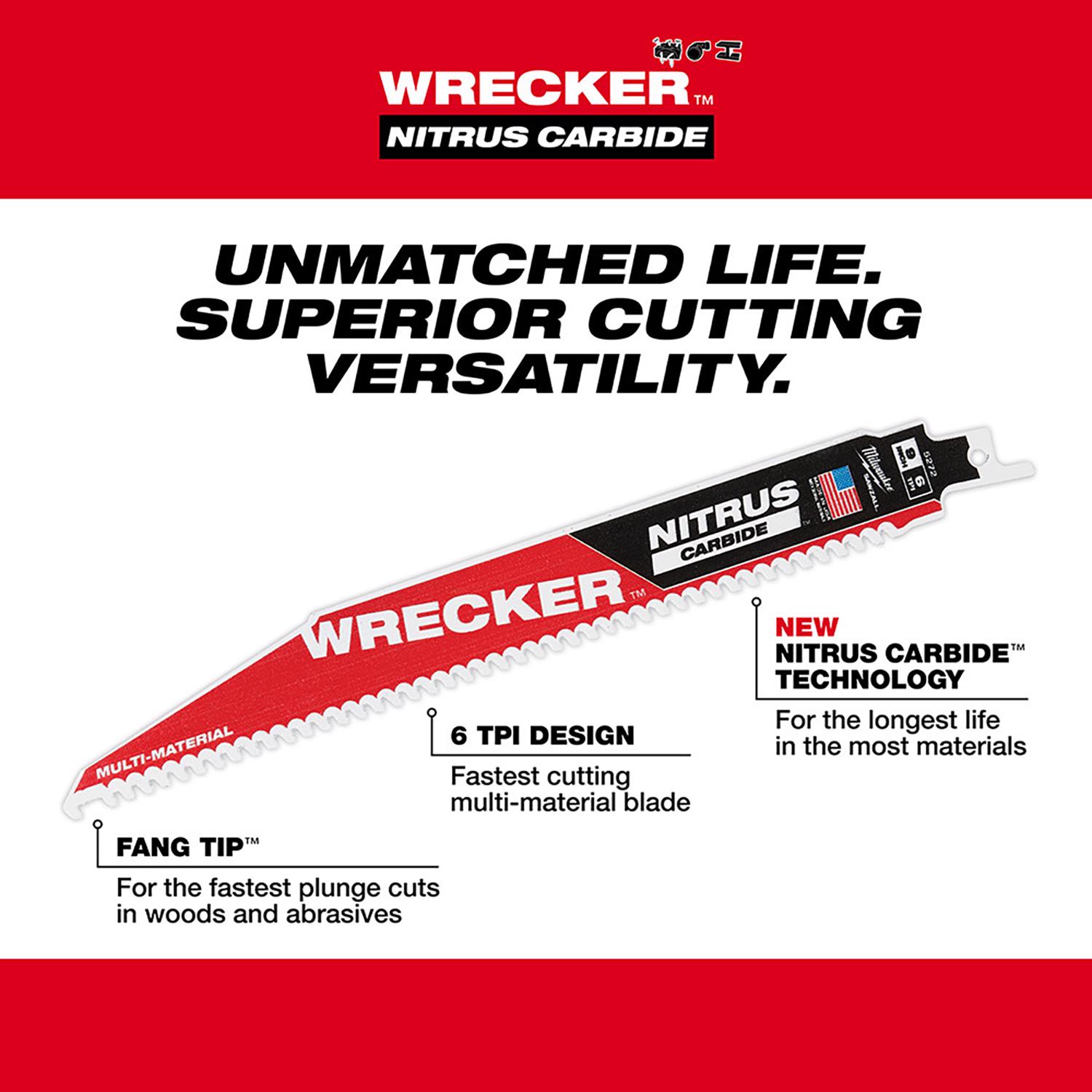 MW Wrecker 12 in. Nitrus Carbide Reciprocating Saw Blade 6 TPI 1 pk