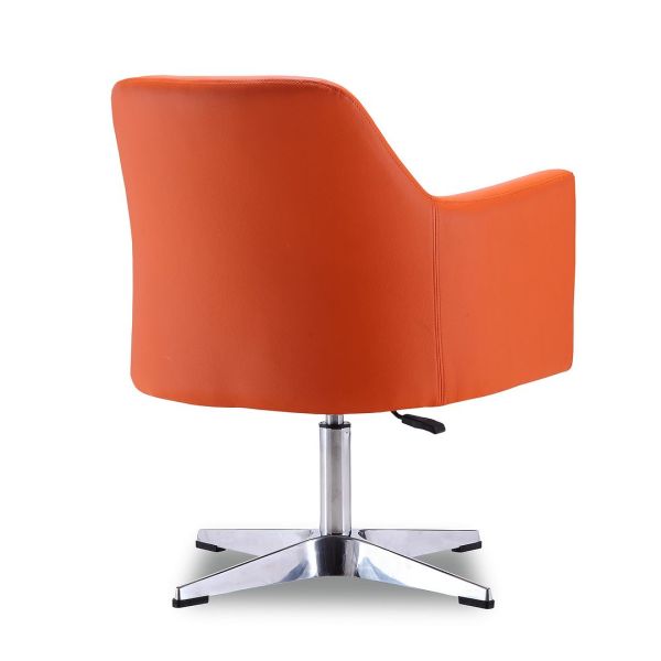 Pelo Adjustable Height Swivel Accent Chair in Orange and Polished Chrome (Set of 2)