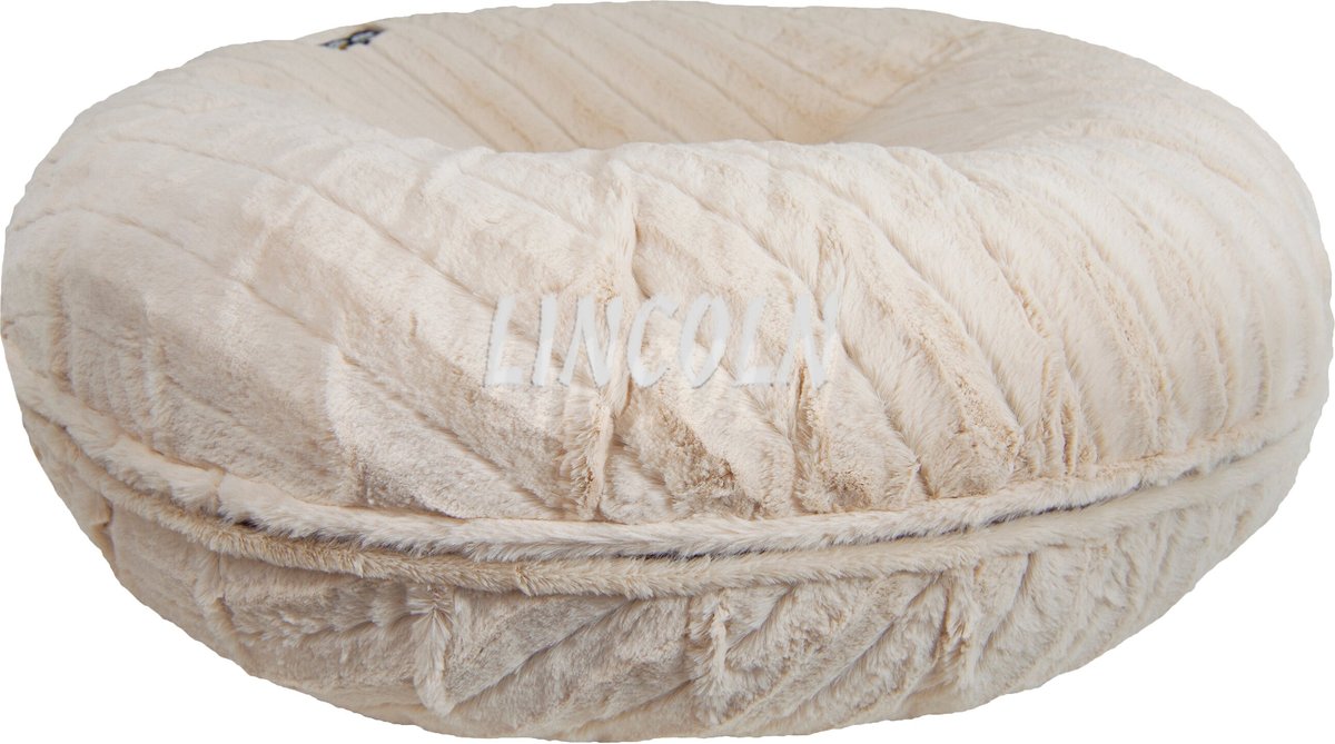 Bessie + Barnie Personalized Signature Luxury Extra Plush Faux Fur Bagel Cat and Dog Bed