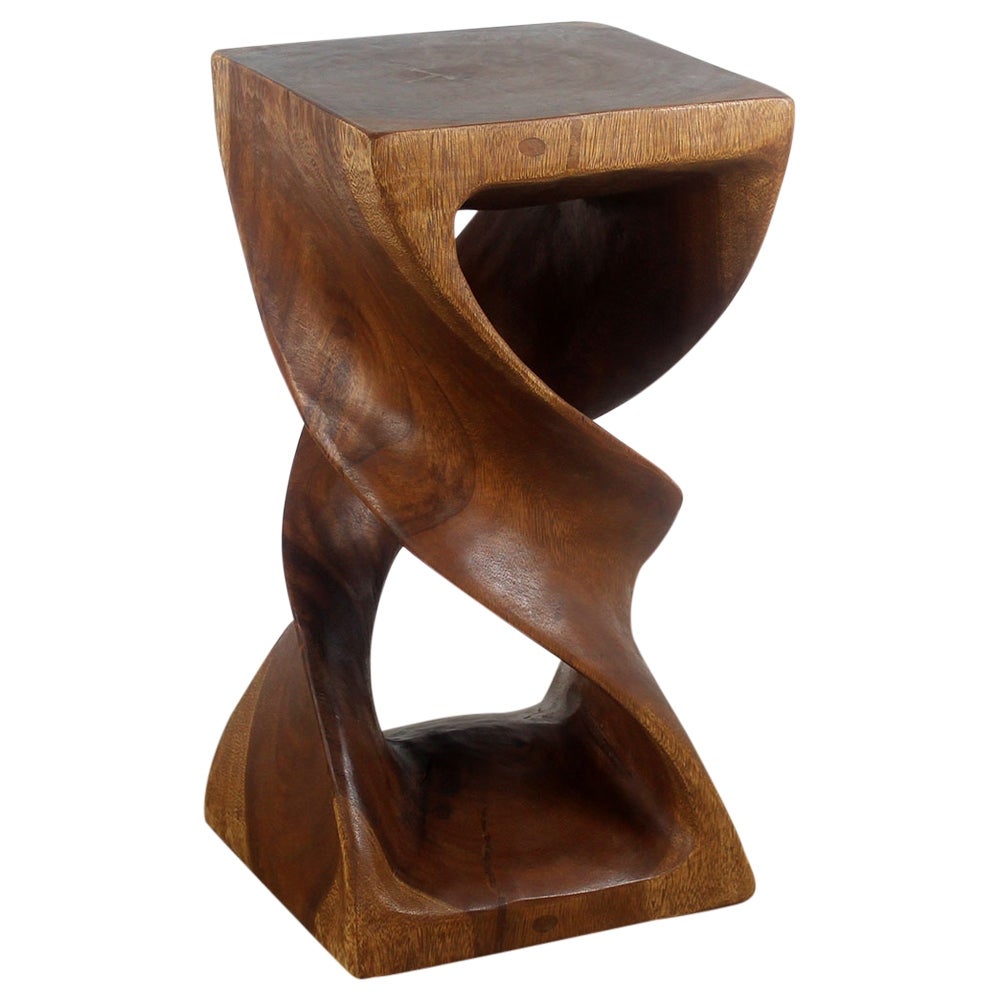 Haussmann? Wood Double Twist Stool Table 12 in SQ x 23 in H Walnut Oil - 12 x 12 x 23