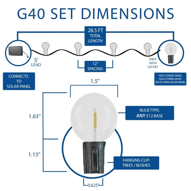 Novelty Lights Warm White Led G40 Globe Plastic Shatterproof Outdoor Patio String Lights