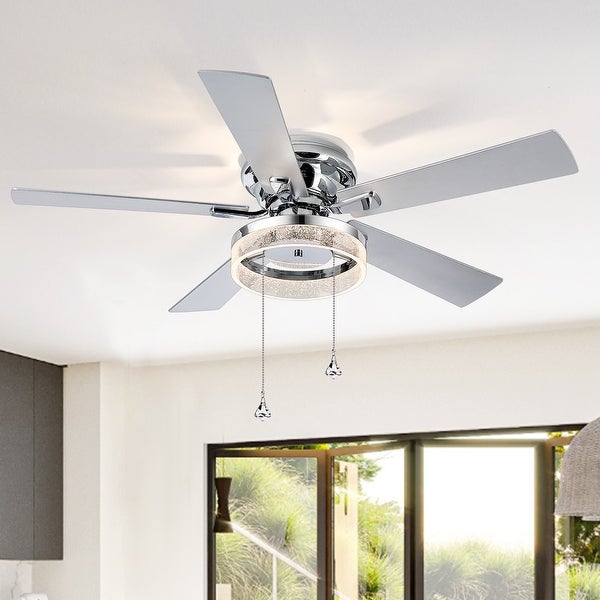 52-IN Chrome LED Ceiling Fan with Light Kit with Pull Chain (5 blade) - Chrome  Shopping - The Best Deals on Ceiling Fans | 41493519