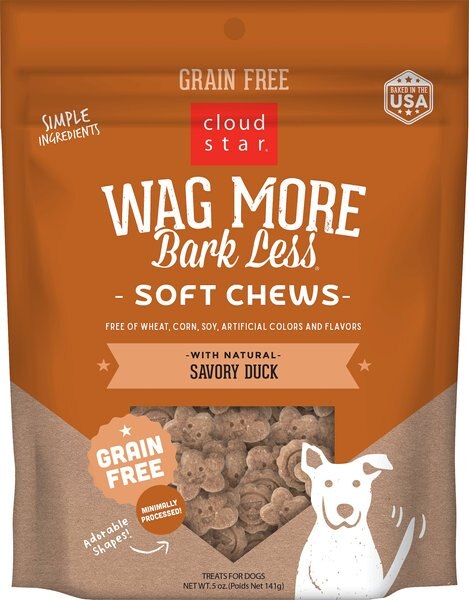 Cloud Star Wag More Bark Less Soft Chews with Savory Duck Grain-Free Dog Treats