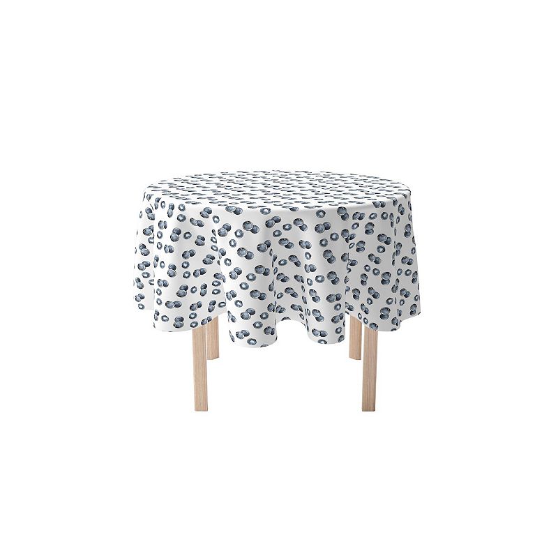 Round Tablecloth， 100% Polyester， 90 Round， Blueberry Picnic