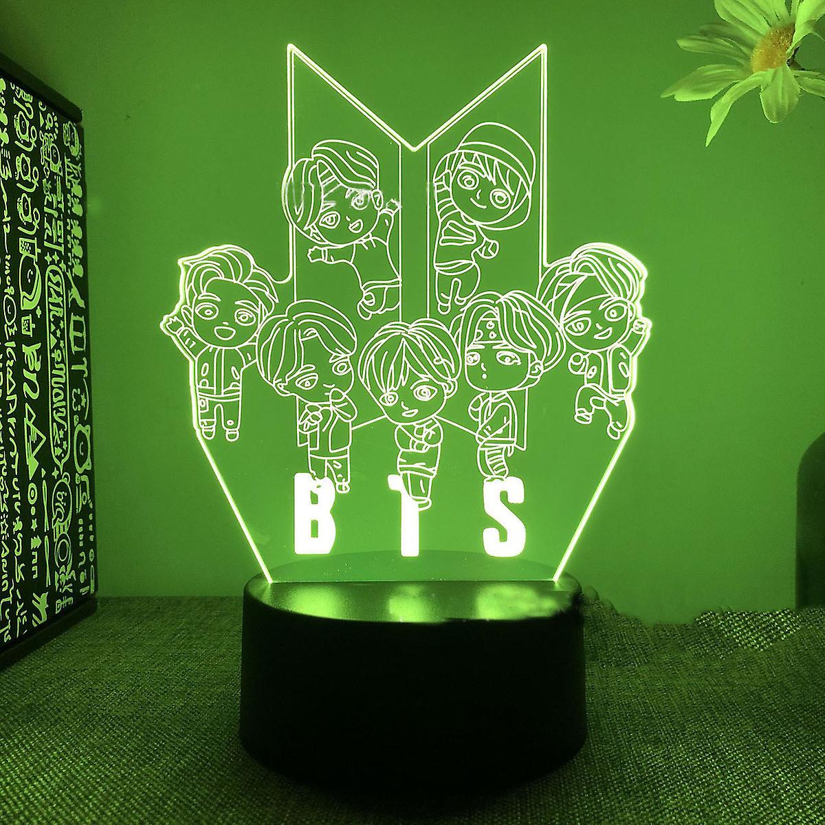 Bts  Bangtan Boys Illusion Lamp 3d Night Light With 16 Color Change Remote Control，room Dcor