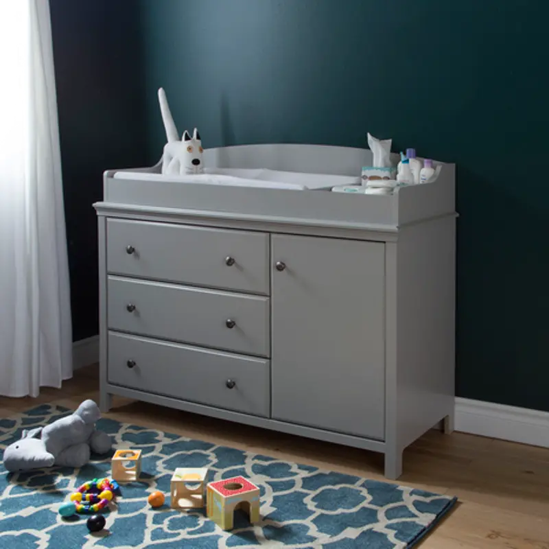 Cotton Candy Gray Changing Table with Removable Changing Station - South Shore