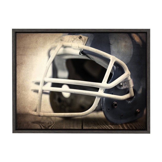 X 24 quot Sylvie Football Helmet Framed Canvas By Shawn St Peter Gray Designovation