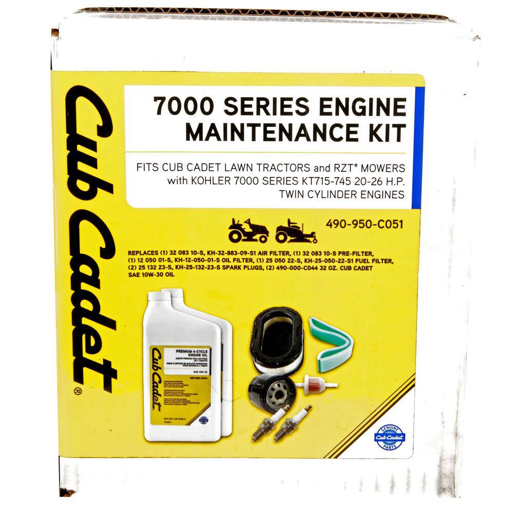 Cub Cadet Engine Maintenance Kit for Lawn Tractors and RZT Mowers with Kohler 7000 Series Twin Cylinder Engine 490-950-C051