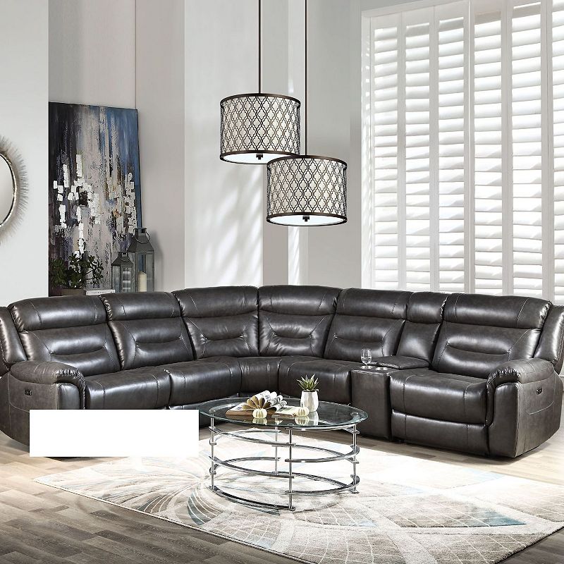 F.c Design Leather-aire Sectional Reclining Sofa Power Motion