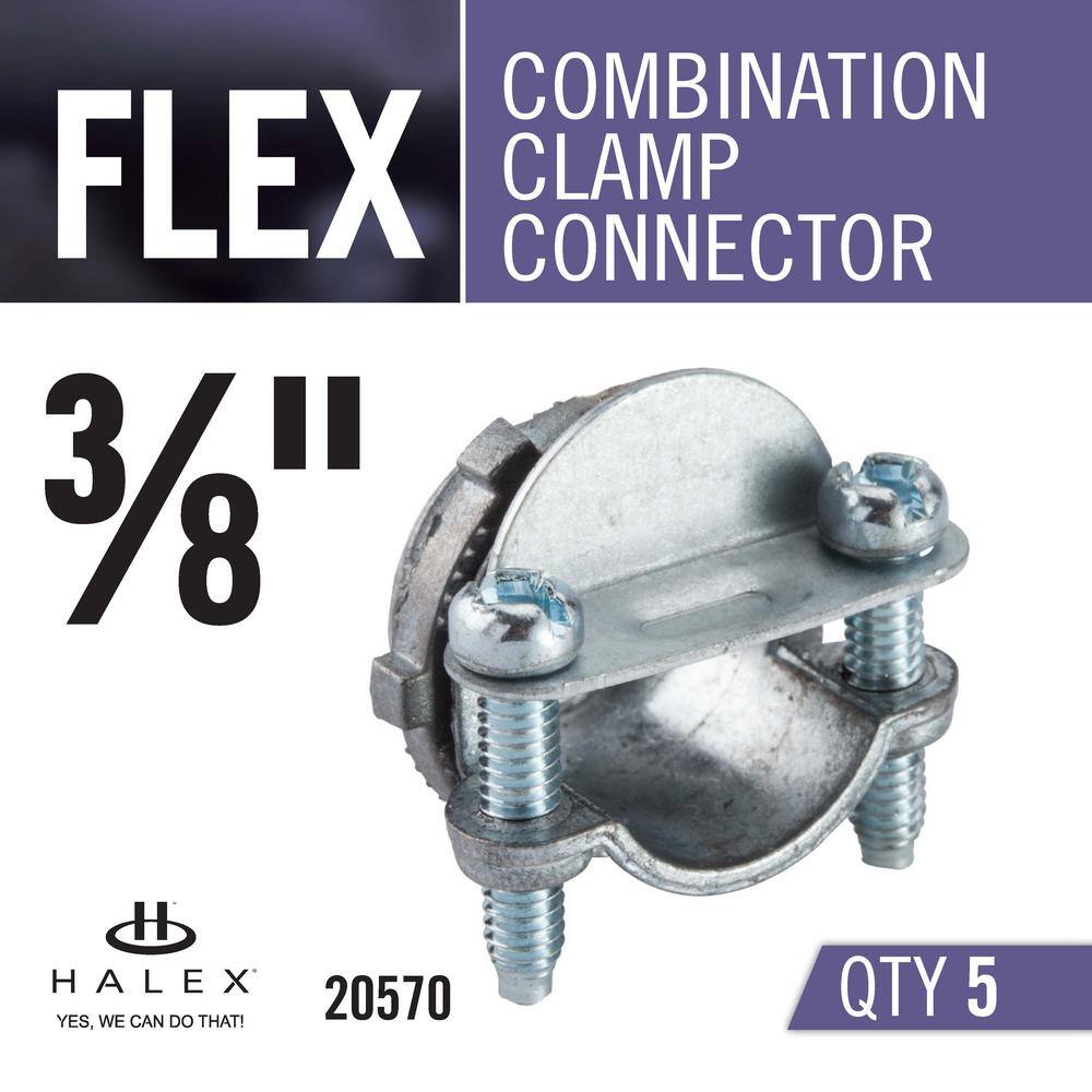 Halex 38 in. Flexible Metal Conduit (FMC) Combination Clamp Connector Standard Fitting (5-Pack) 20570