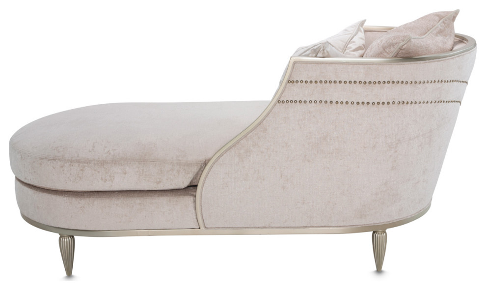 London Place Chenille Chaise   Parchment   Traditional   Indoor Chaise Lounge Chairs   by Michael Amini  Houzz