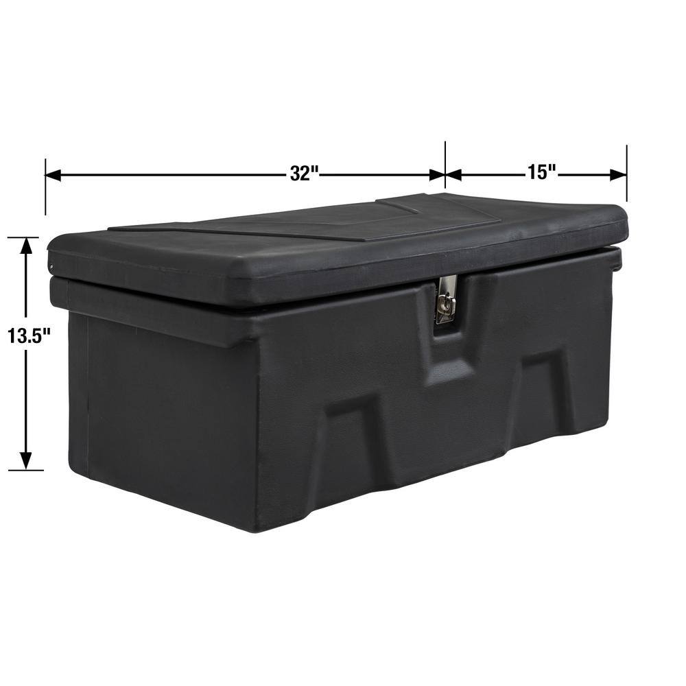 Buyers Products Company 13.5 in. x 15 in. x 32 in. Matte Black Plastic All-Purpose Truck Tool Box Chest 1712230