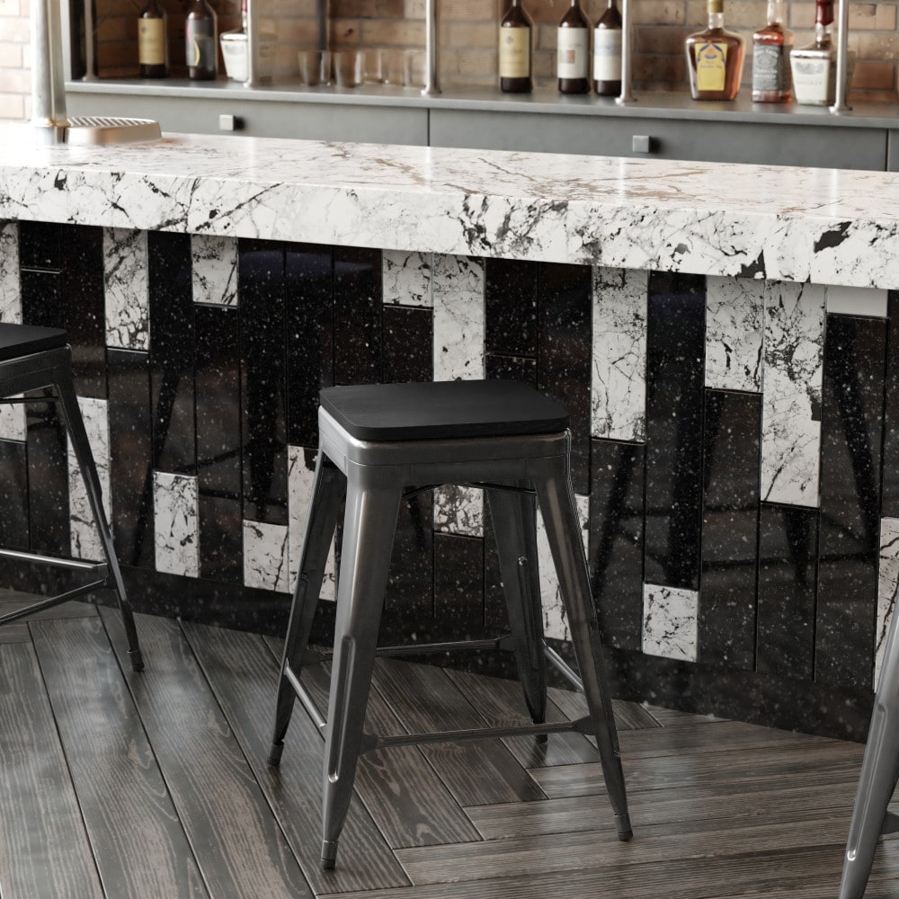 Weather Backless Commercial Bar Stool with Poly Resin Seat