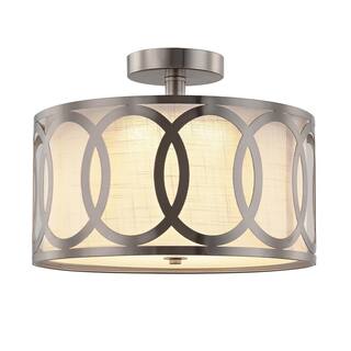 SMRTLite by NBG HOME 13.5 in. Brushed Nickel Integrated LED Semi-Flush Mount DS18773