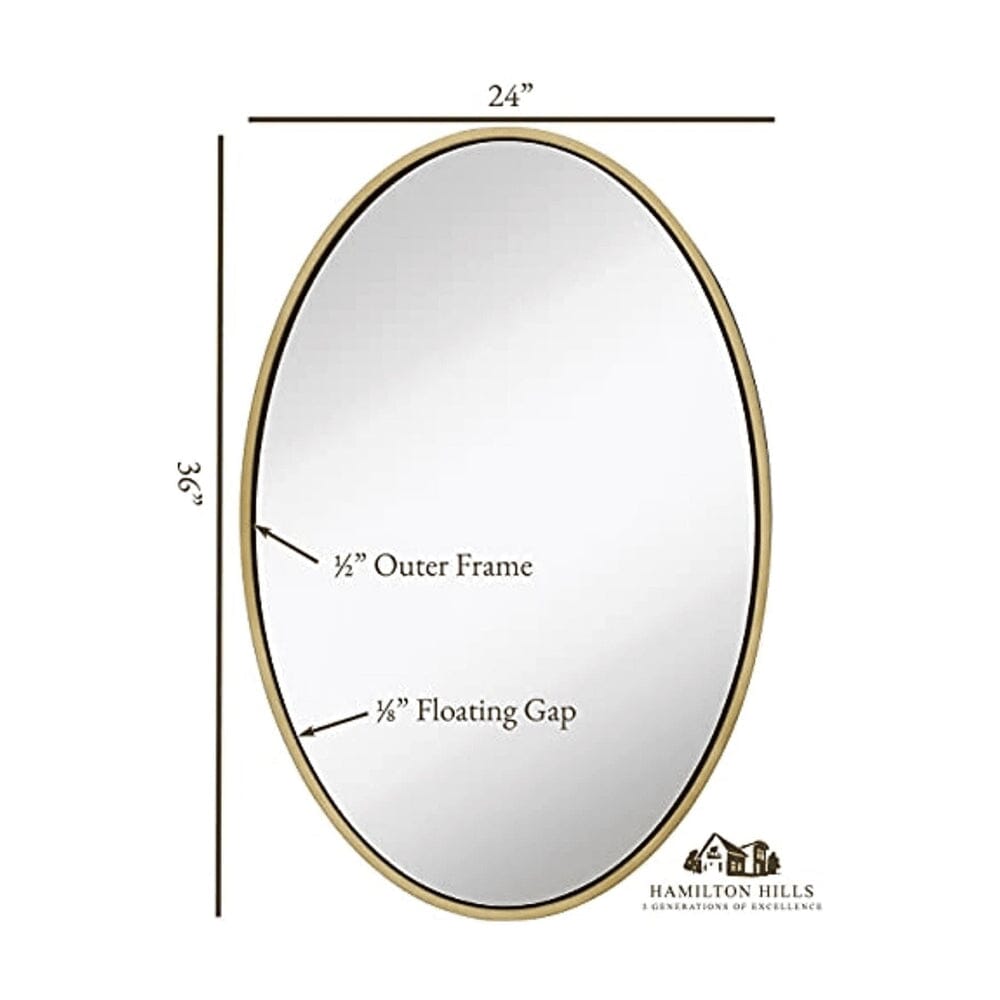 Clean Large Modern Oval Gold Leaf Frame Wall Mirror  24