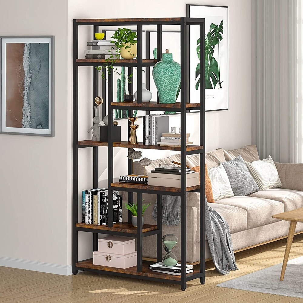 7 Tier Bookshelf  78.7 inch Tall Bookcase with 10 Open Storage Shelves   39.37”(L) x 11.8”(D) x 78.74”(H)