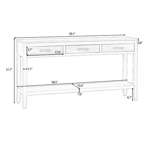 Modern 3 drawer Console Table With 1 Shelf For Living Room Entryway And Hallway Modernluxe