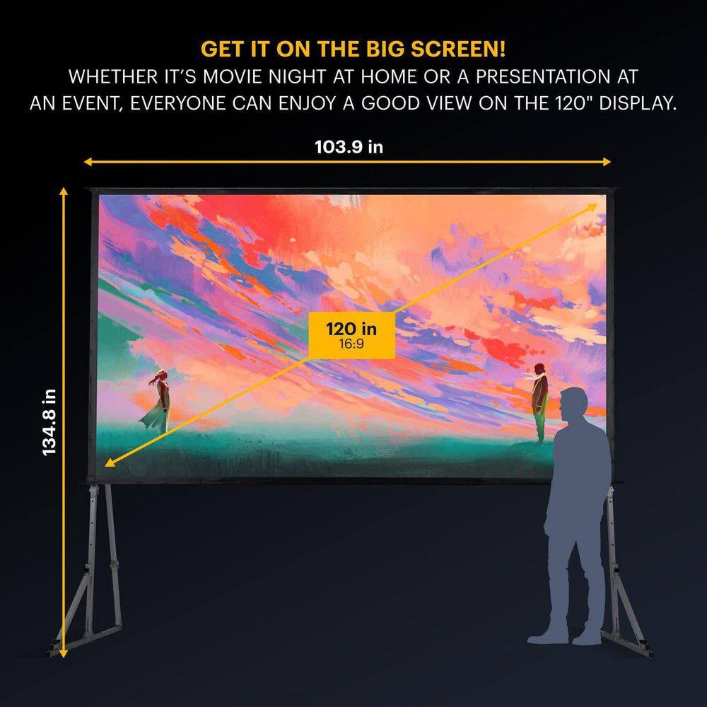 Kodak 120 in. Projector Screen Portable Projector Screen and Stand with Carry Bag RODPJSFFSG120