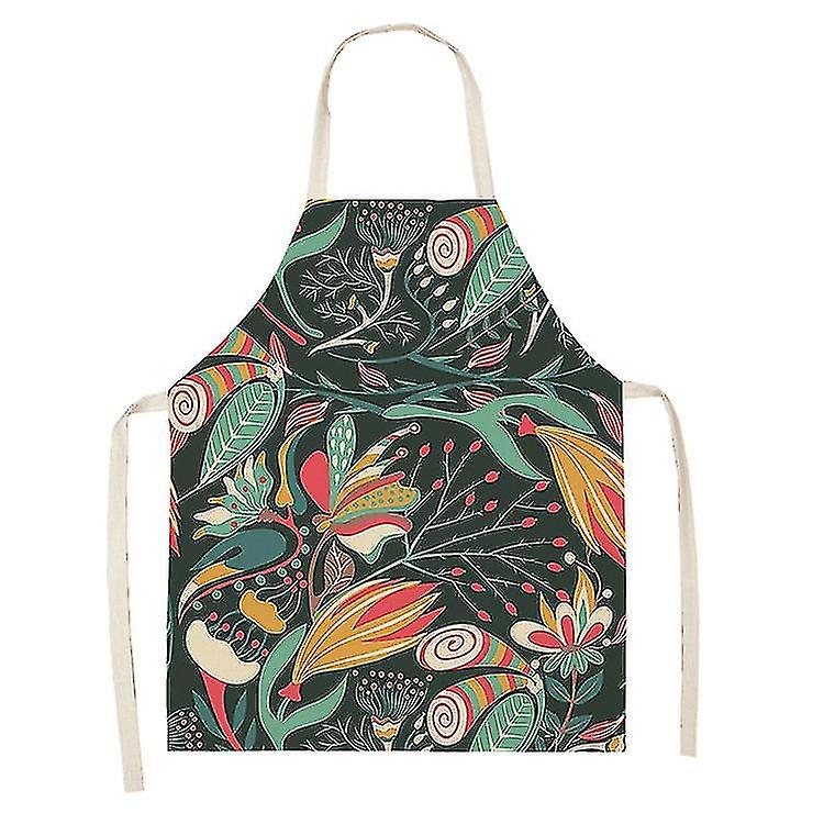 Women Kitchen Apron Cotton Canvas Flower Apron， Floral Pattern Apron For Women Chef Apron