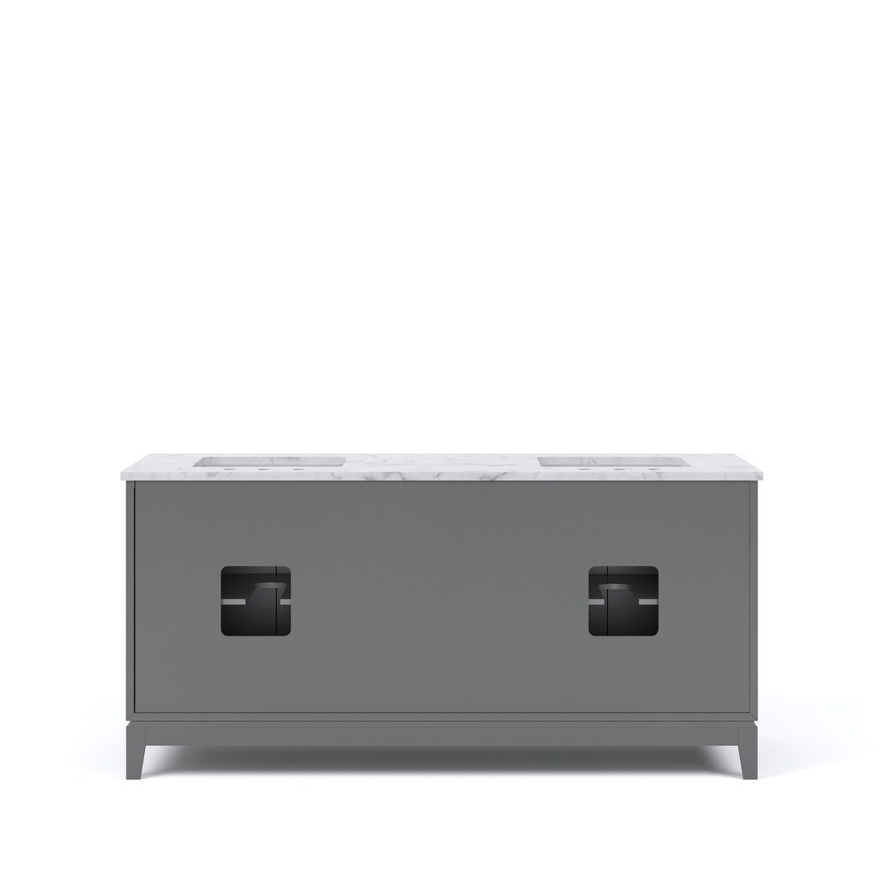 Elizabeth 72 Inch Double Sink Carrara White Marble Vanity