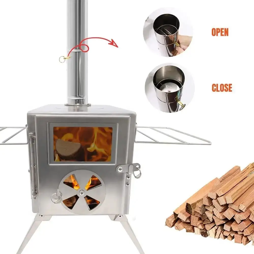 Camping Wood Burning Stove Quick Assembly Hiking Camping Wood Stovetent Stove