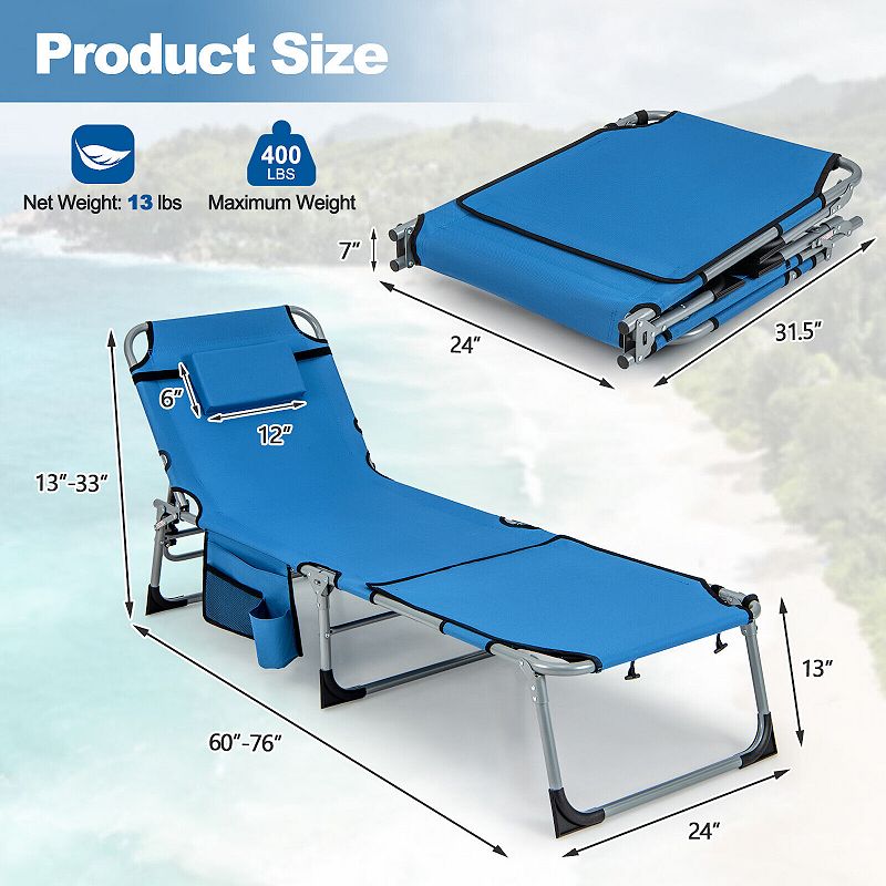 5-position Outdoor Folding Chaise Lounge Chair