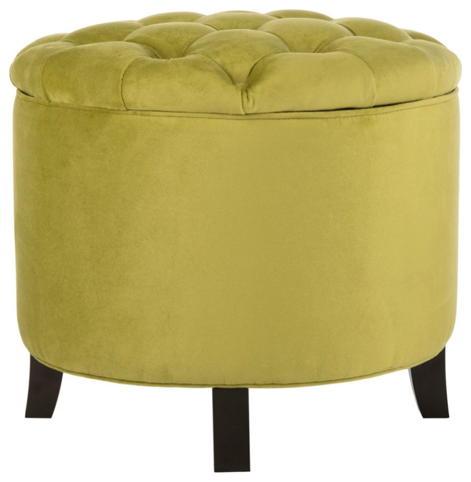 Emma Tufted Storage Ottoman  Asparagus/Espresso   Contemporary   Footstools And Ottomans   by Rustic Home Furniture Deco  Houzz