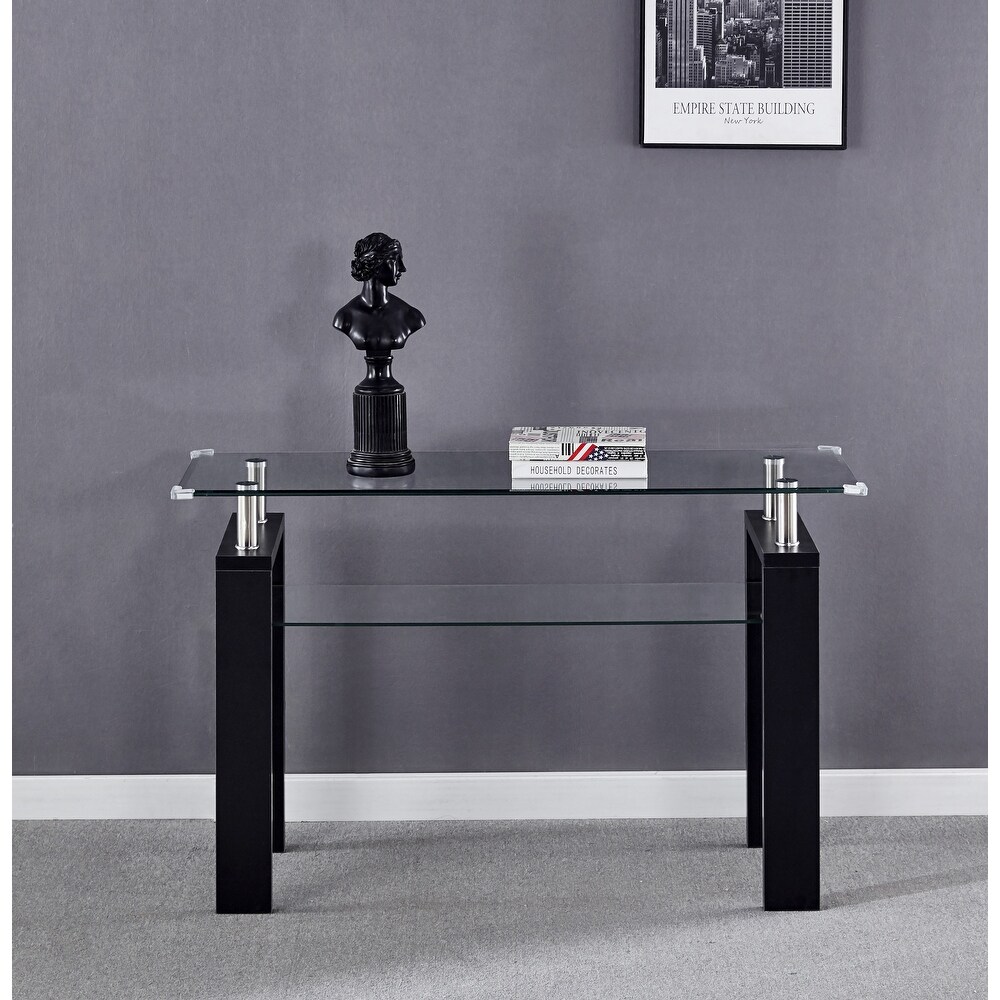 Console Table  Tempered Glass Top  Modern Foyer Area Table Foyer Sofa Table Narrow for Entryway  Living Room  Hallway   47.2\