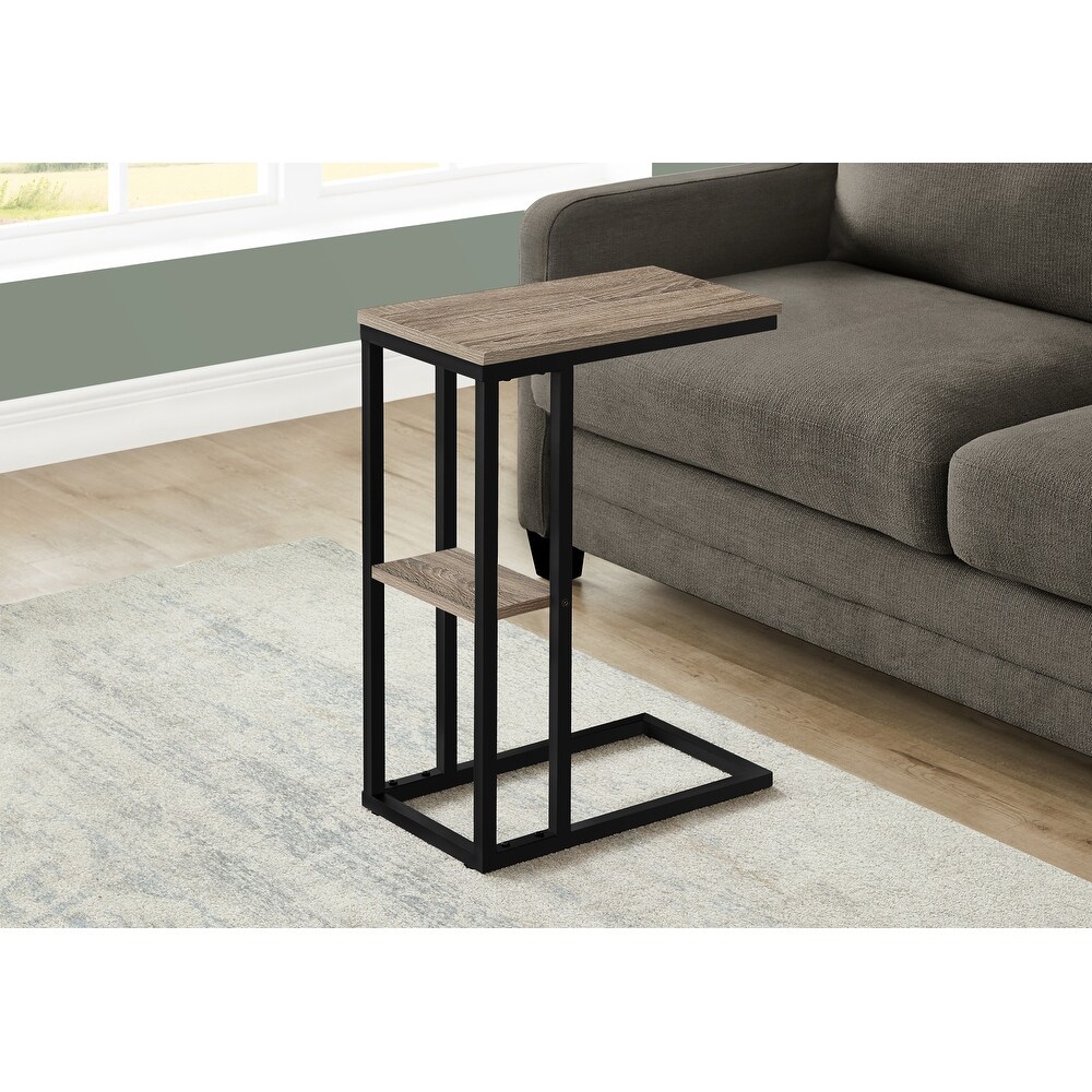 Accent Table  C shaped  End  Side  Snack  Living Room  Bedroom  Metal  Laminate  Contemporary  Modern   18.25\