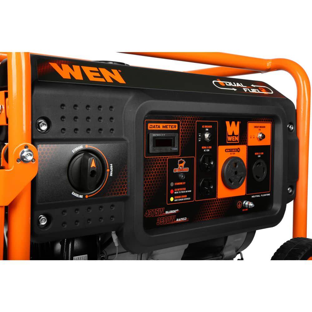 WEN 4375Watt Dual Fuel Portable Generator with Wheel Kit and CO Shutdown Sensor