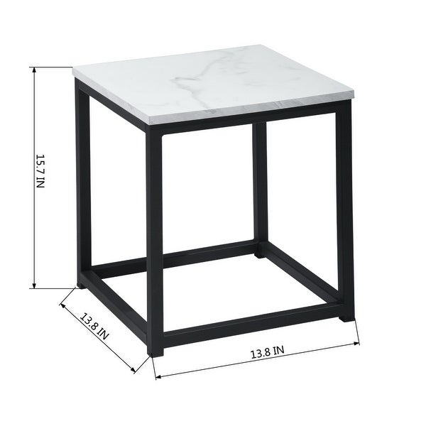 Faux Marble Square End Table/Side Table/Night Stand with Metal Frame Box