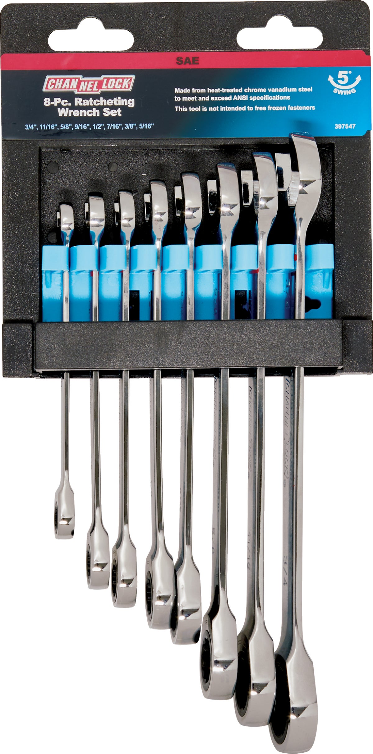 Channellock 8-Piece Ratcheting Combination Wrench Set