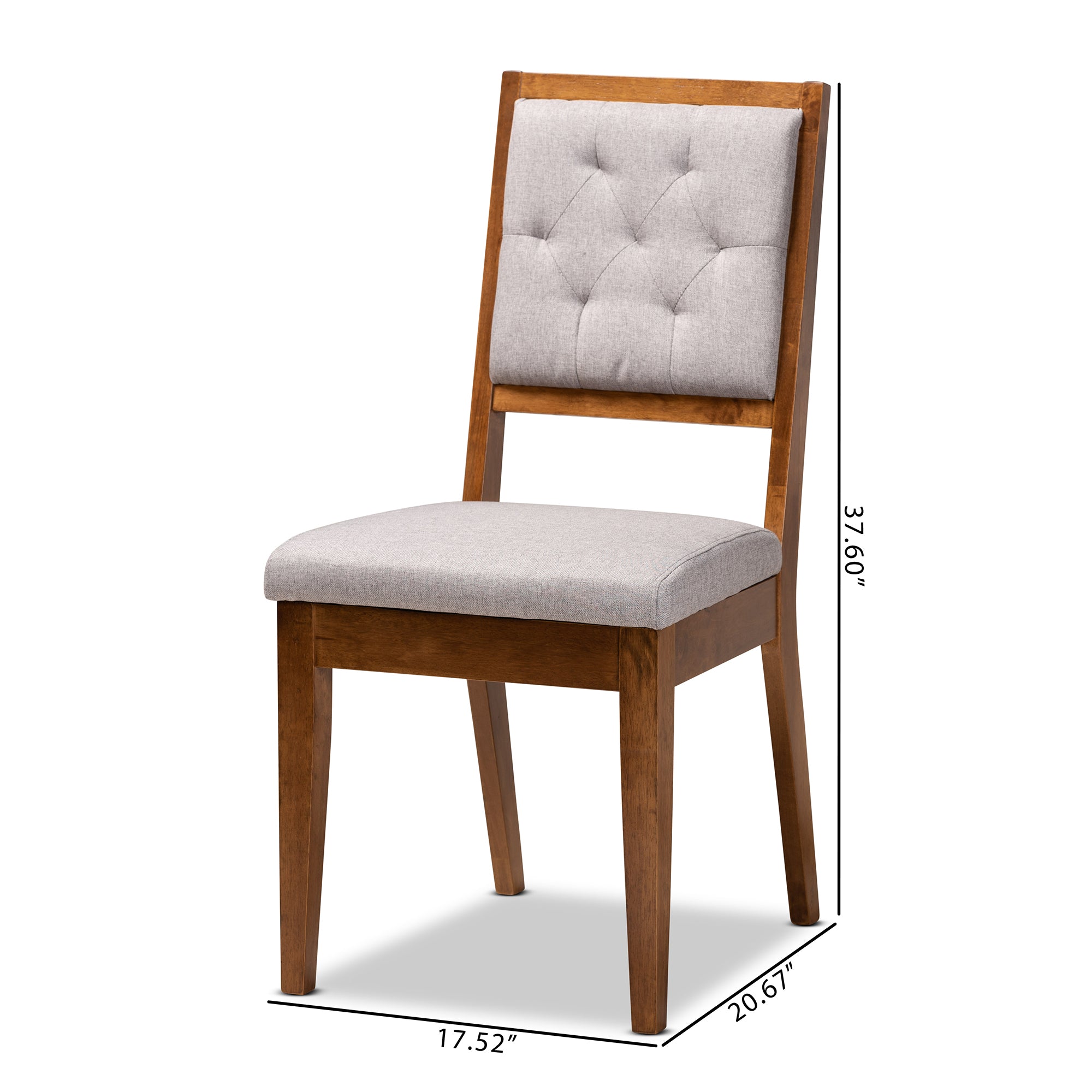 Baxton Studio Gideon Dining Chair， Set of 2， Grey and Walnut Brown