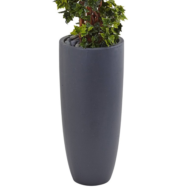 5ft English Ivy Spiral Topiary Artificial Tree In Gray Planter Nearly Natural