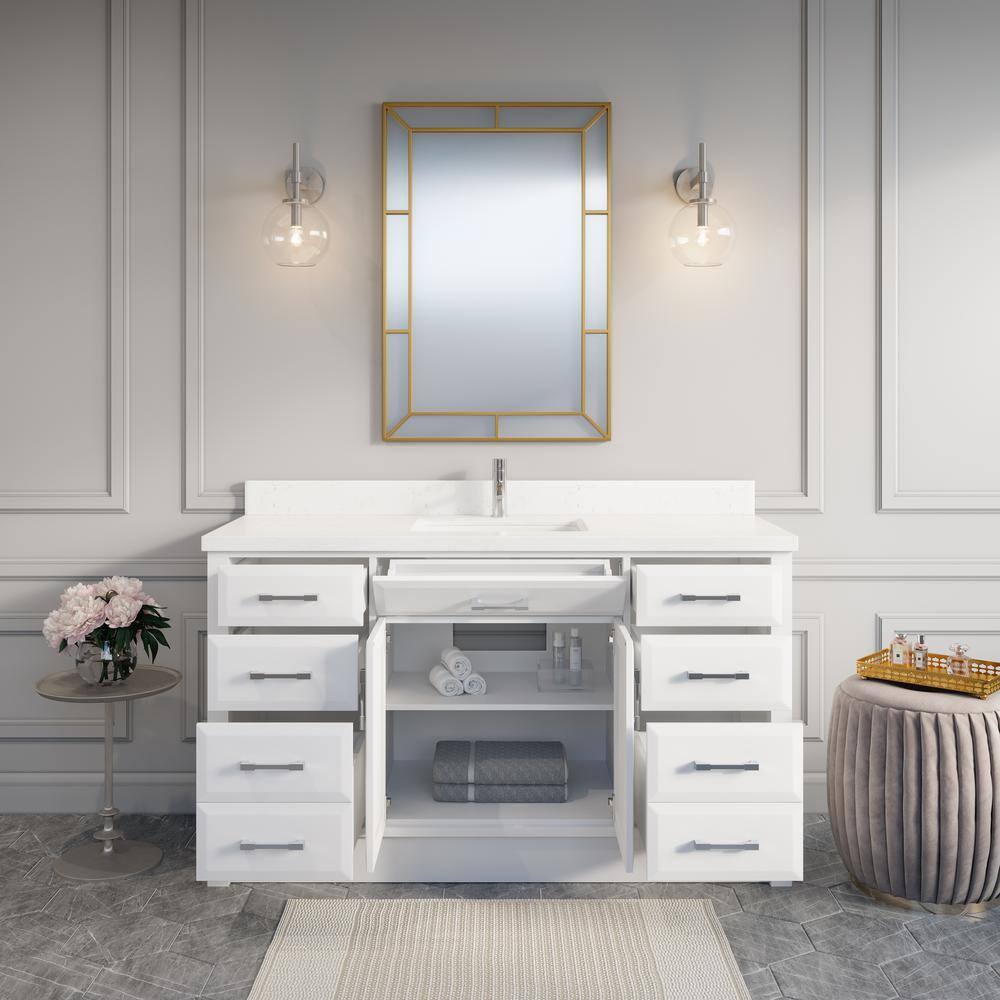 Studio Bathe Calais 60 in. Vanity in White with Solid Surface Vanity Top CALAIS 60 WH-SSC