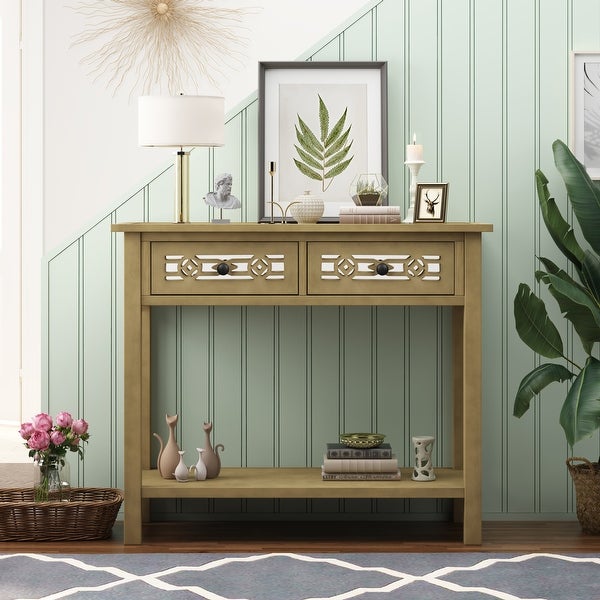 Classic Console Table with Hollow-out Decoration