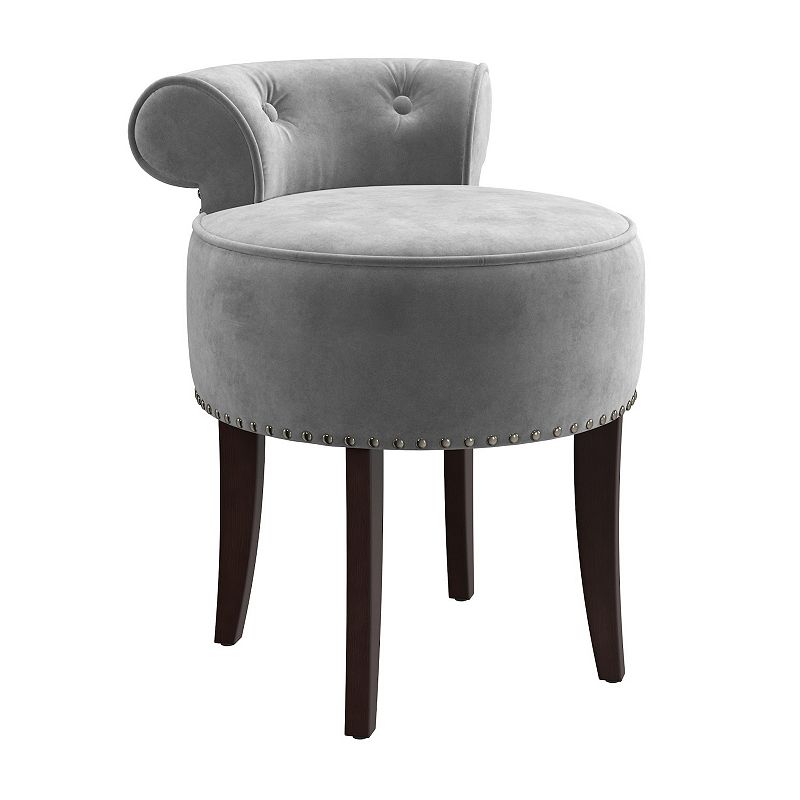 Hillsdale Furniture Lena Wood and Upholstered Vanity Stool