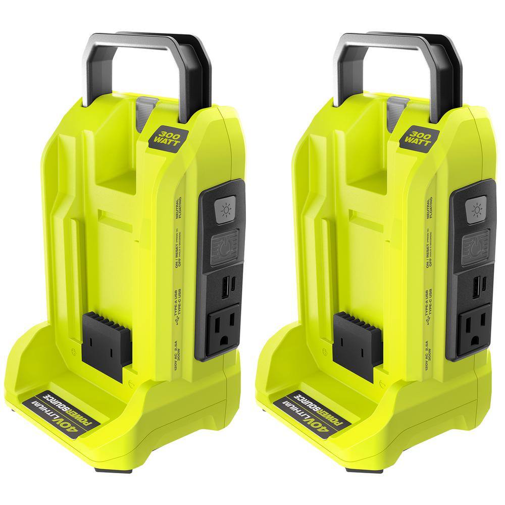 RYOBI 40V 300-Watt Power Inverter (2 Pack) RYi300BG-CMB1